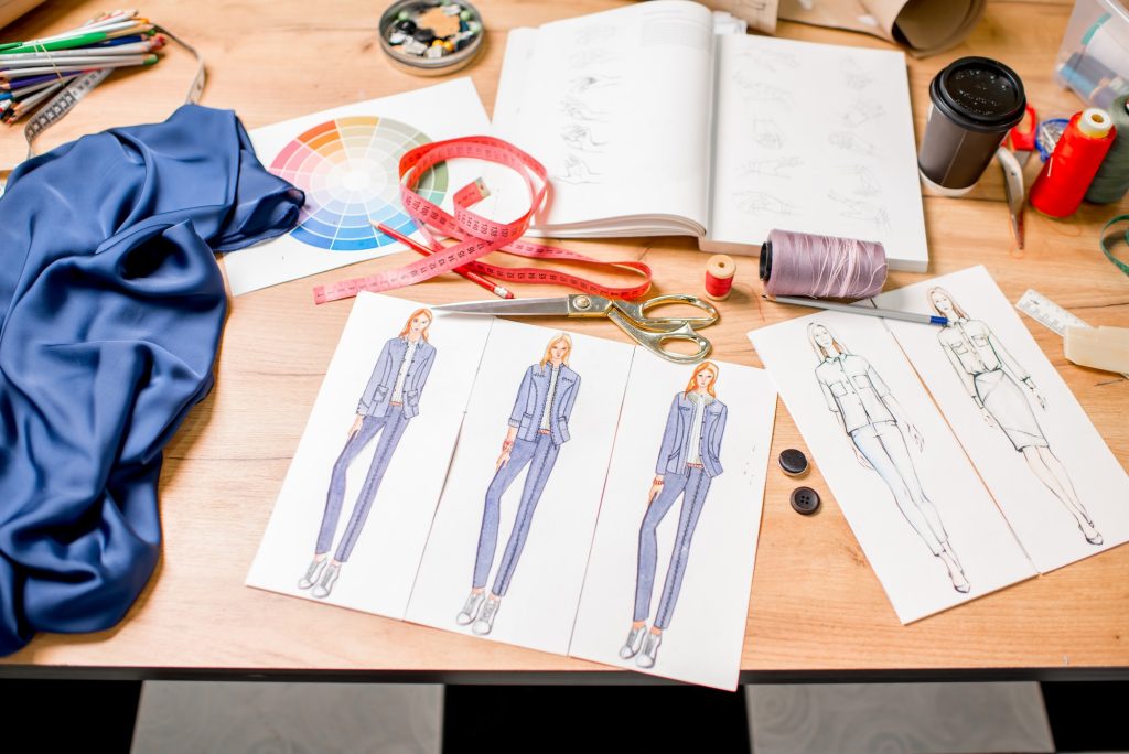 Fashion drawings with tailoring tools